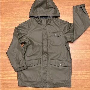 Olive Green Hooded Rain Jacket